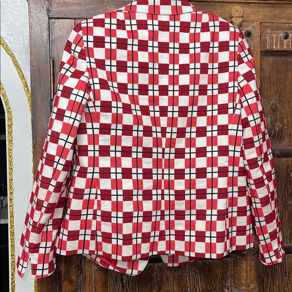 Akris Punto Red & White Check Blazer — Size 12 - Picture 3 of 7